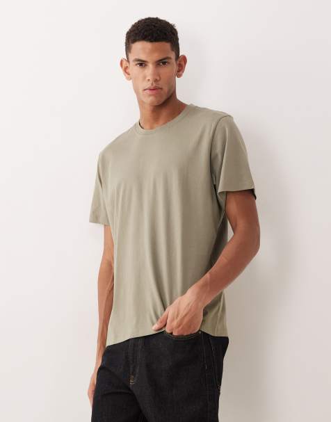 Selected – T-Shirt aus 100% Baumwolle in dunklem Khaki mit normaler Passform - view 1