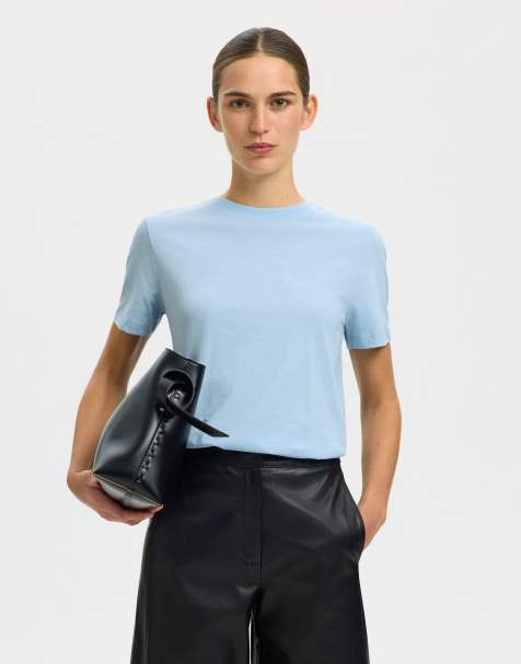 Selected T-shirt azzurra chiara - view 1