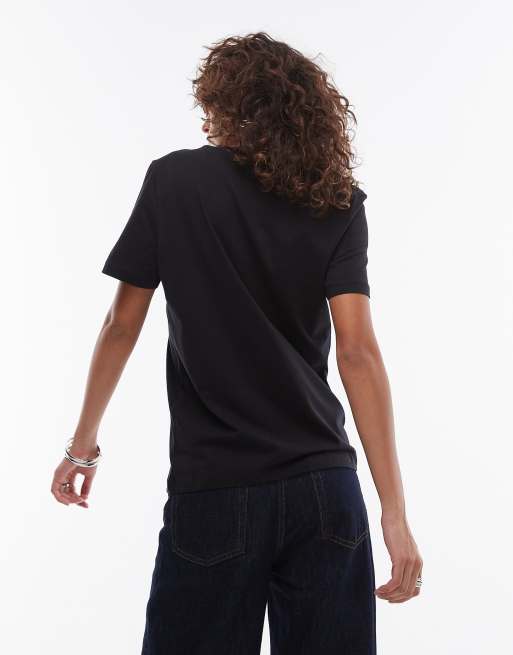 Selected - T-shirt col V à manches courtes - Noir, 2 de 4