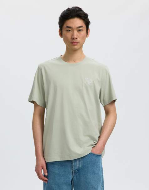 Selected – T-Shirt in Aqua-Grau - view 1