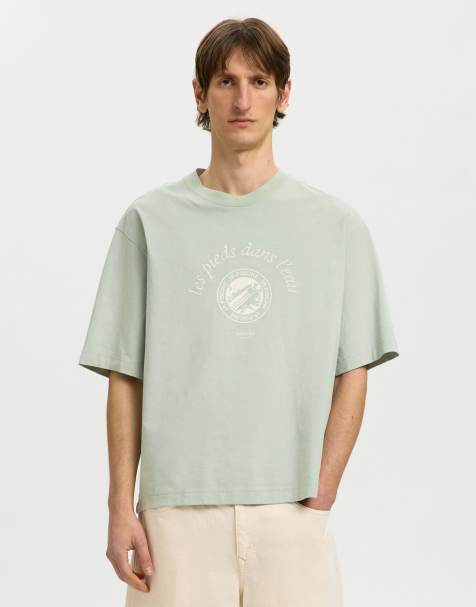 Selected - T-shirt in aquagrijs - view 1