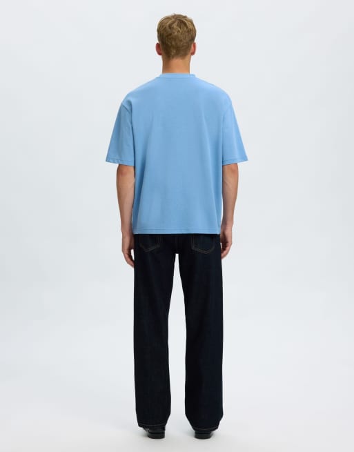 Selected - T-shirt in blauw, 2 van 6