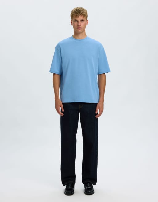 Selected - T-shirt in blauw, 3 van 6