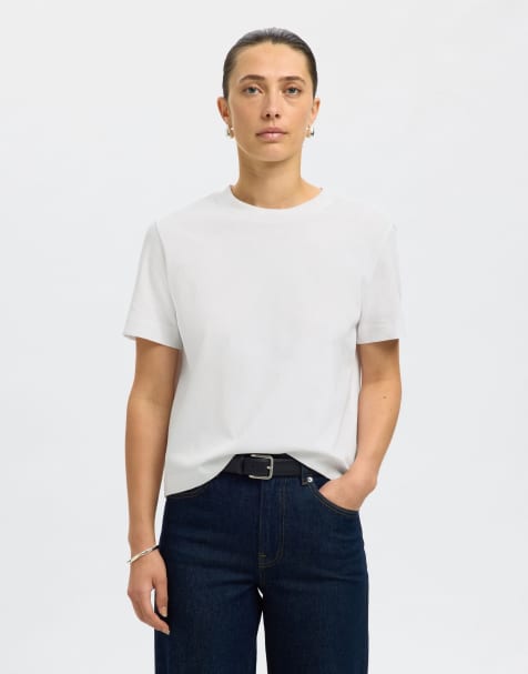 Selected T-shirt in bright white - view 1