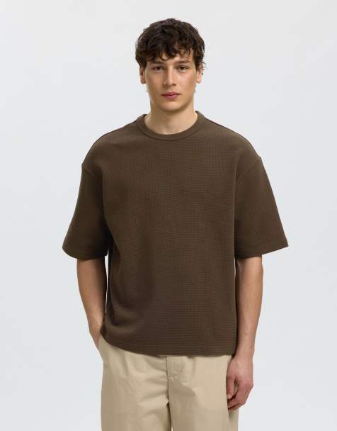 Selected - T-shirt in donkerbruin - view 1