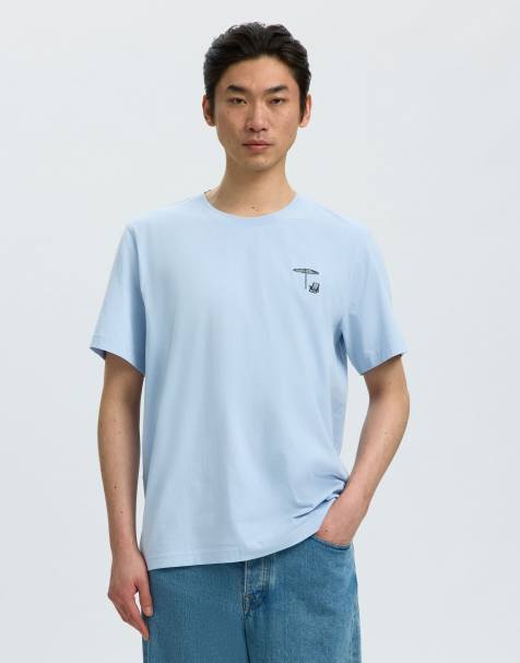 Selected - T-shirt in lichtblauw - view 1