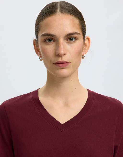 Selected T-shirt in tawny port, 4 of 6