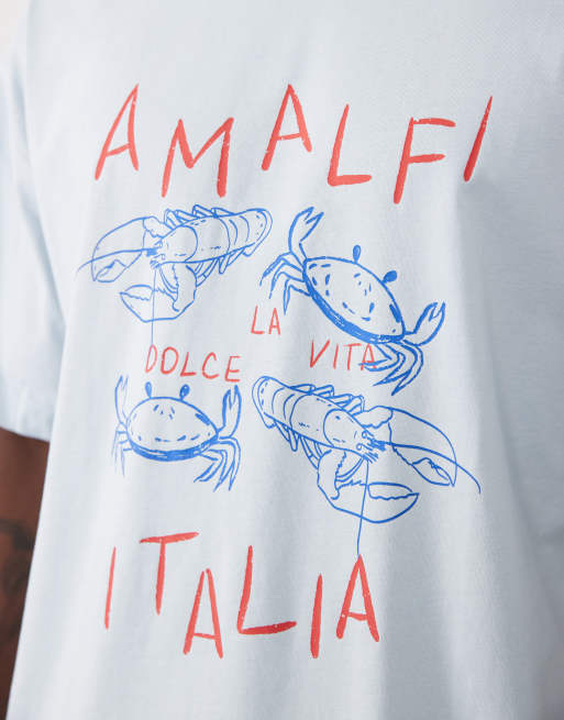 Selected - T-shirt oversize à imprimé Amalfi - Bleu, 5 de 5