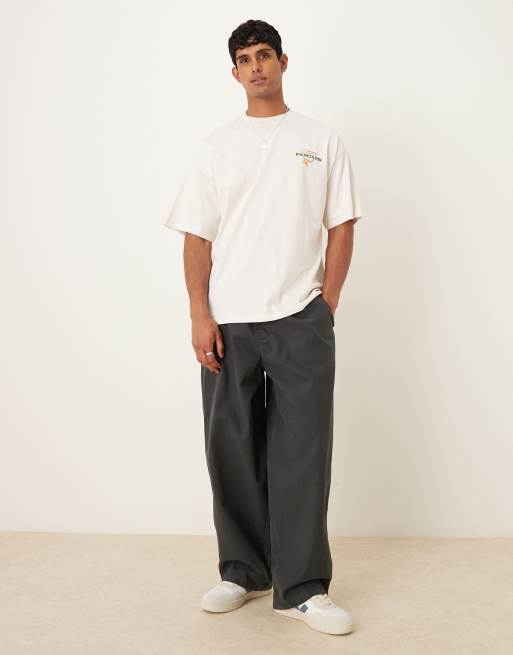 Selected - T-shirt oversize avec imprimé végétal au dos - Blanc cassé , 2 de 5
