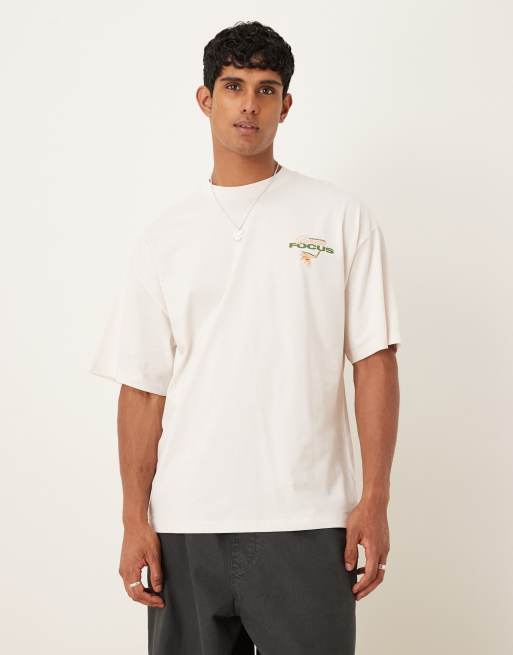 Selected - T-shirt oversize avec imprimé végétal au dos - Blanc cassé , 3 de 5