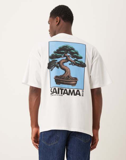 Selected - T-shirt oversize bianca con stampa di bonsai sul retro - view 1