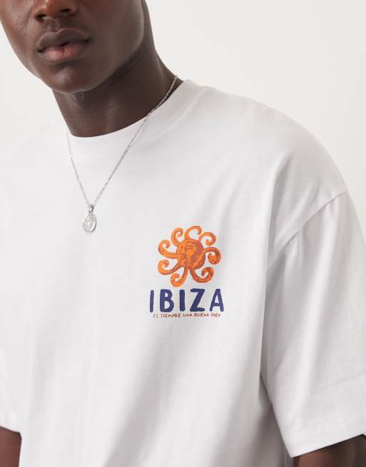 Selected - T-shirt oversize bianca con stampa "Ibiza" sul retro , 5 di 5
