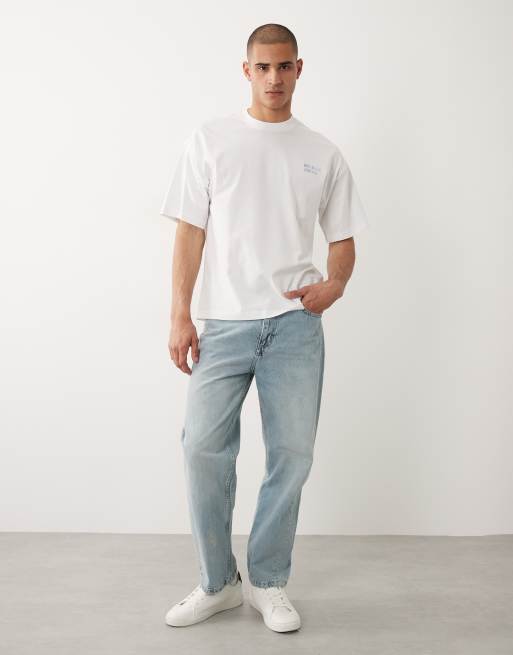 Selected - T-shirt oversize bianca con stampa Mount Fuji sul retro, 2 di 5
