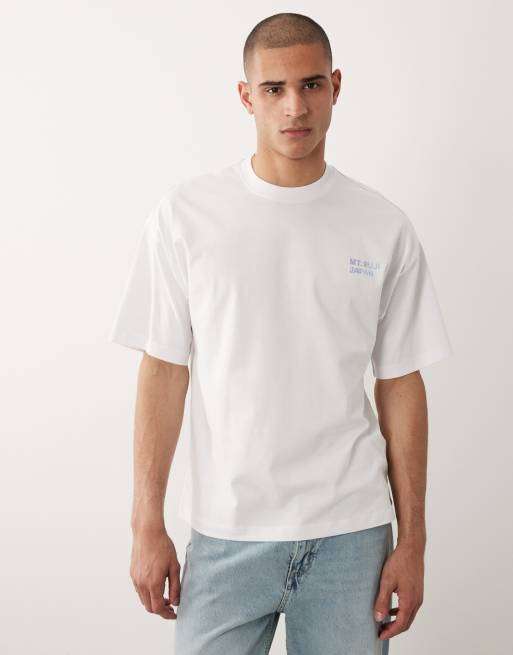 Selected - T-shirt oversize bianca con stampa Mount Fuji sul retro, 3 di 5