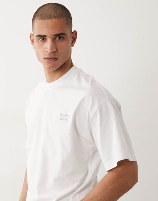 Selected - T-shirt oversize bianca con stampa Mount Fuji sul retro, 5 di 5