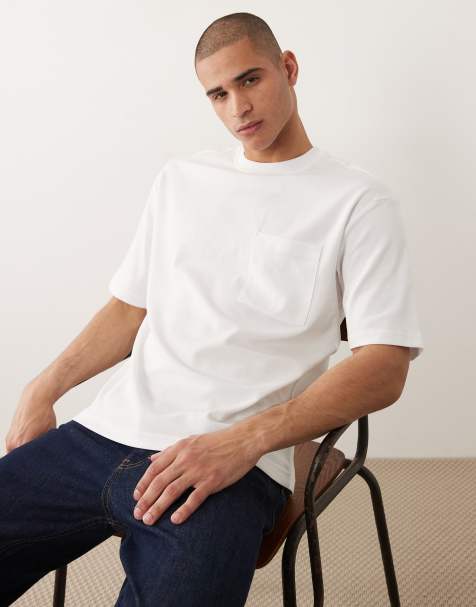 Selected - T-shirt oversize bianca con tasca - view 1