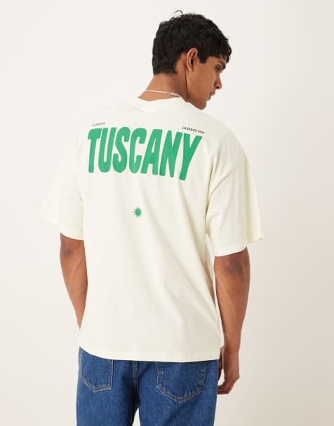 Selected - T-shirt oversize con stampa "Tuscany" sul retro verde - view 1