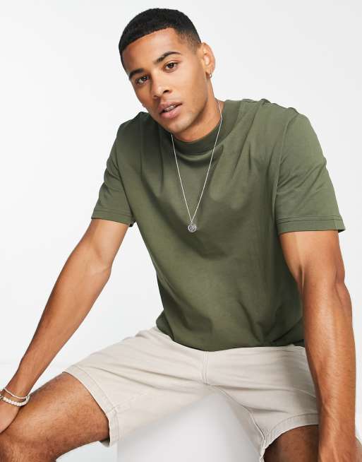 Selected - T-shirt oversize en coton épais - Kaki, 3 de 4