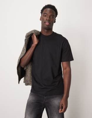 Selected - T-shirt oversize en coton épais - Noir