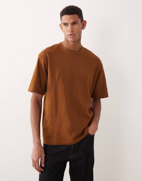 Selected - T-shirt oversize en tissu épais - Marron - view 1