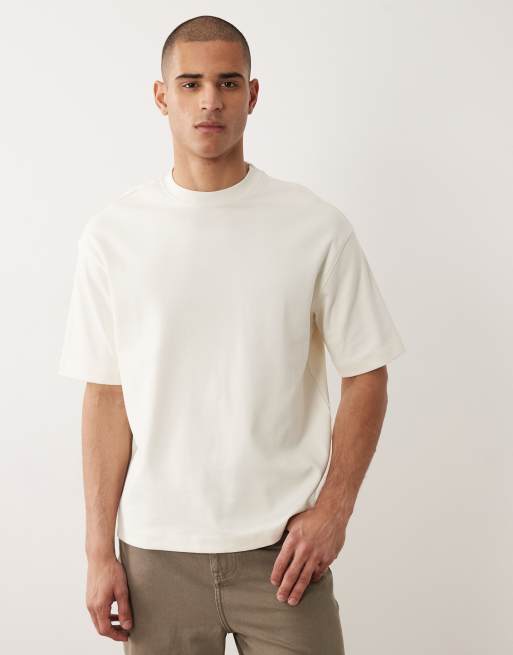 Selected - T-shirt oversize pesante da 300 gsm bianco sporco, 2 di 5