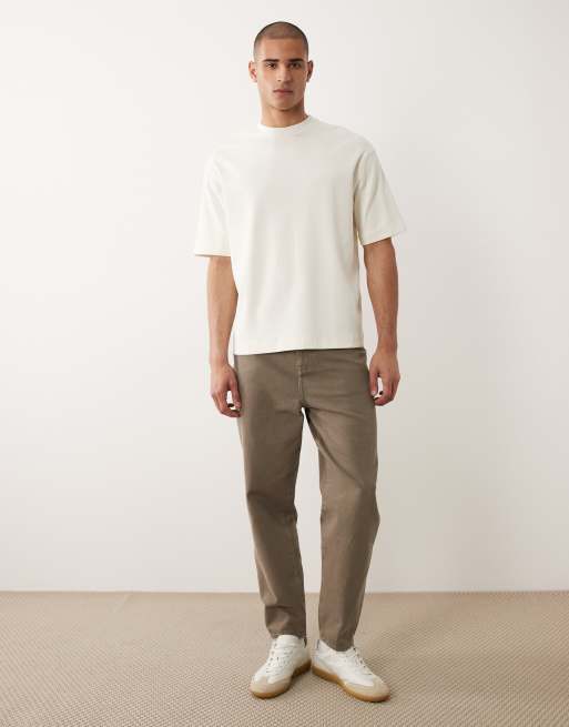 Selected - T-shirt oversize pesante da 300 gsm bianco sporco, 3 di 5
