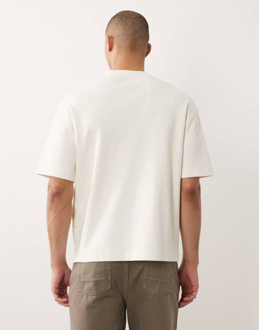 Selected - T-shirt oversize pesante da 300 gsm bianco sporco, 5 di 5