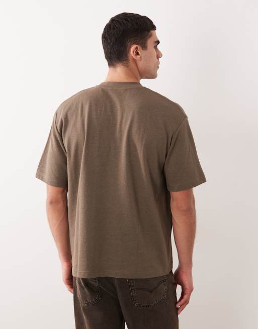 Selected - T-shirt oversize pesante marrone, 3 di 5
