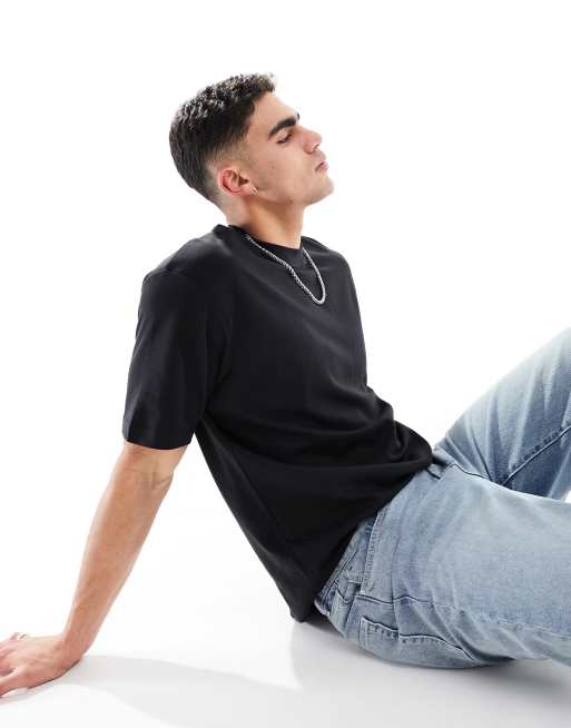 Selected - T-shirt oversize squadrata nera  , 3 di 4