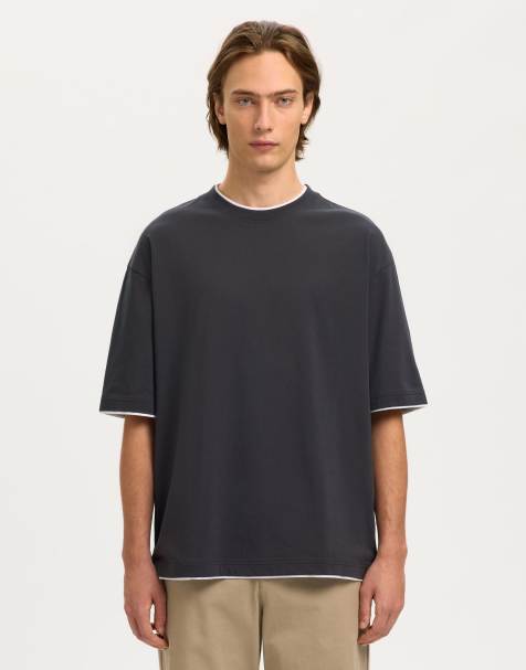 Selected - T-shirt ras de cou - Asphalte - view 1