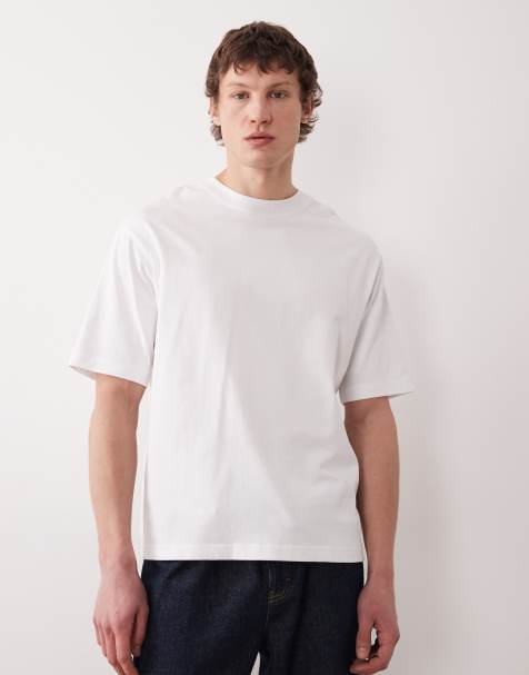 Selected - T-shirt van zware stof in wit - view 1