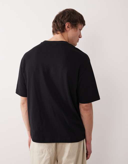 Selected - T-shirt van zware stof in zwart, 3 van 5