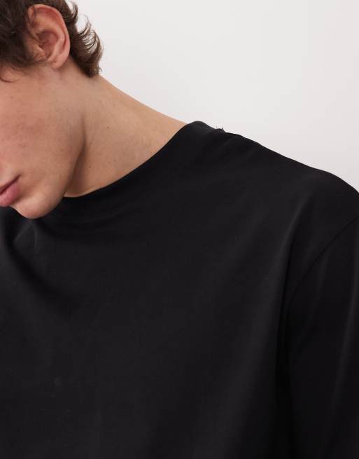 Selected - T-shirt van zware stof in zwart, 5 van 5