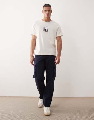 Selected T-shirt With Front Graphic In White