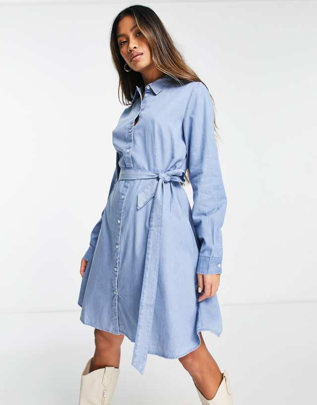 Selected Tammy denim mini shirt dress in blue