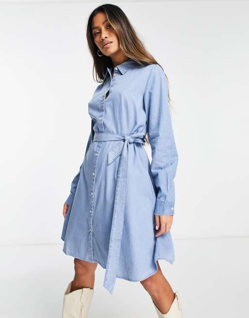 Selected - Tammy - Robe chemise courte en jean - Bleu