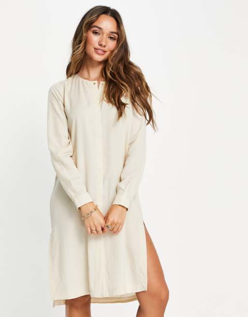 Selected Tammy Robe chemise tunique Creme ASOS