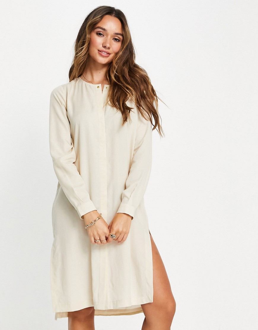 Selected Tammy tunic shirt dress in cream-Neutral
