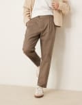 [Selected] Selected tapered Adam pleated pants in tan-Brown W30 L32 Morel