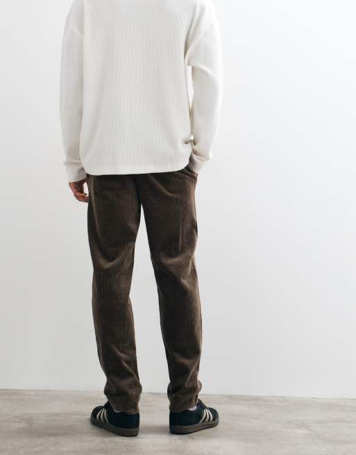 Selected tapered cord pants in dark brown , 5 of 5