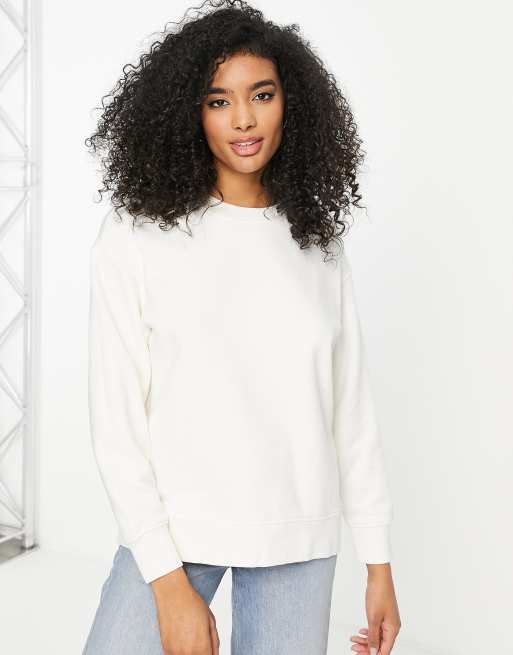 Selected Tasie classic jersey sweatshirt in cream, 2 of 4