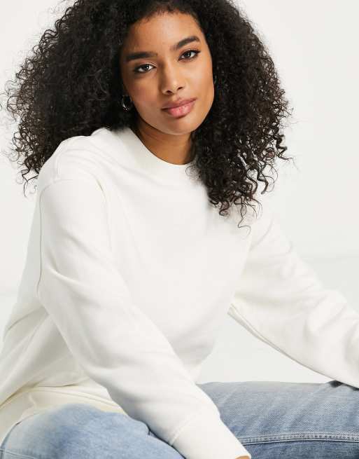 Selected - Tasie - Cremefarvet klassisk sweatshirt i jersey, 4 af 4