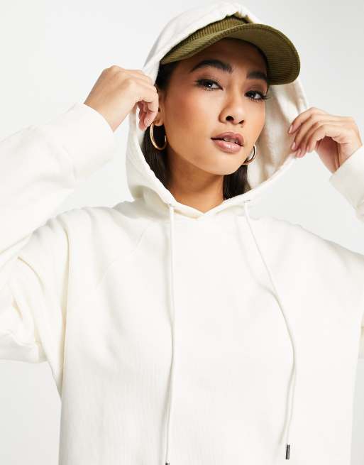 Selected Tasie oversized jersey hoodie in cream ASOS