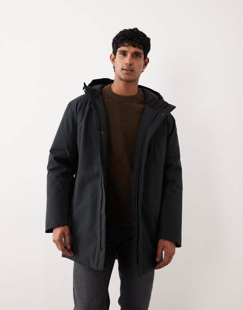 Selected tech parka jacket in black - view 1