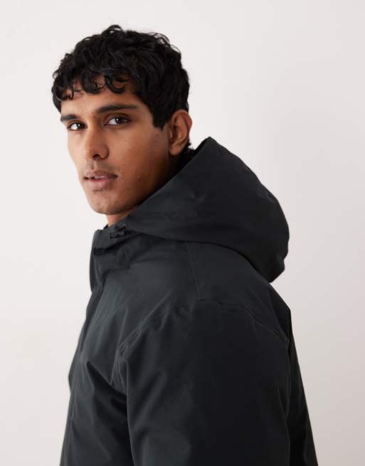 Selected tech parka jacket in black, 4 of 5
