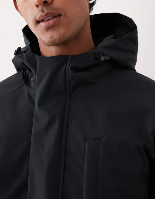 Selected tech parka jacket in black, 5 of 5