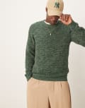 [Selected] Selected textured knitted jumper in green mix XXL Green