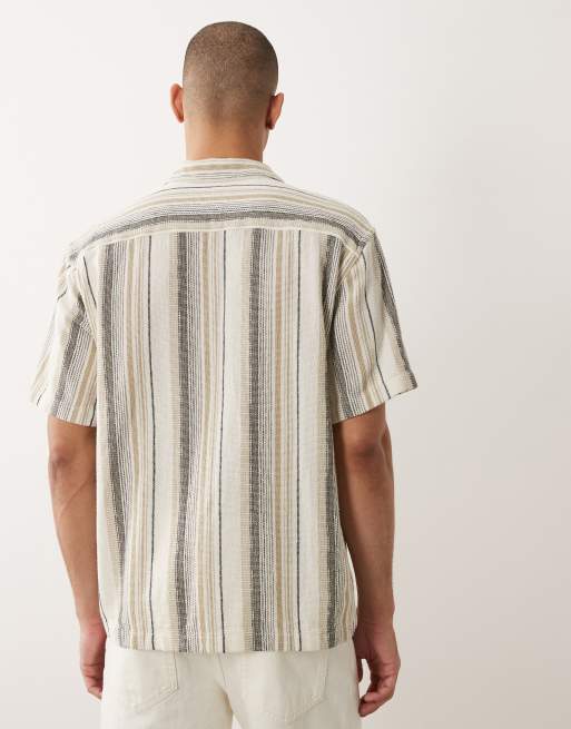 Selected textured shirt in brown stripe, 5 of 5