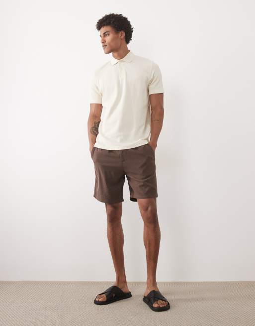Selected textured short sleeve polo in cream, 2 of 5