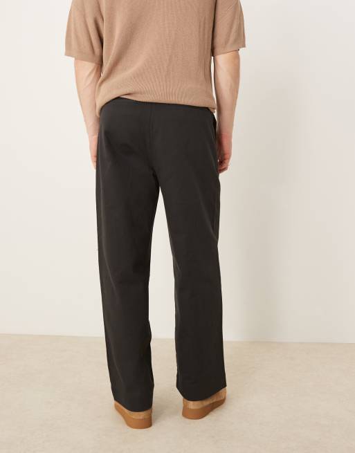 Selected - Tony - Pantaloni neri a fondo ampio in cordura a pieghe , 2 di 5